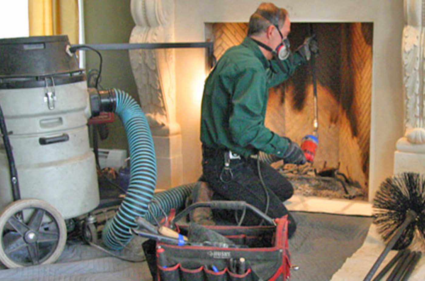 chimney sweep birds in fireplace